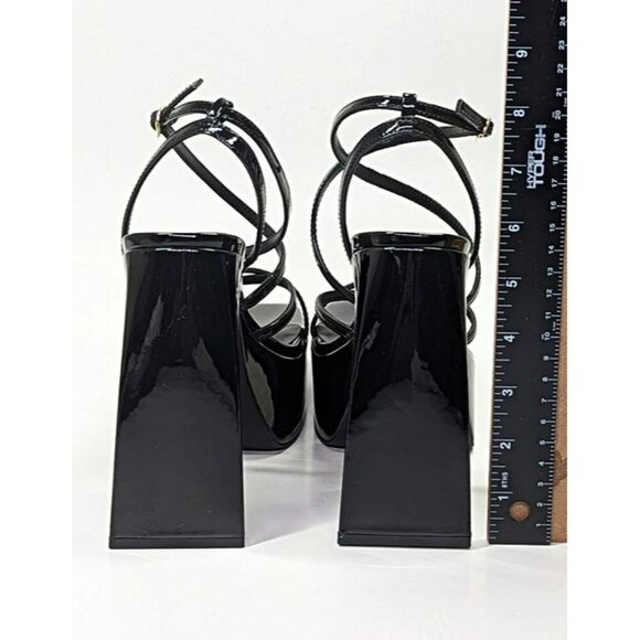Aqua Chance Strappy Open Toe Platform Block Heels Black Size 8 (MSRP $118) - Picture 7 of 10